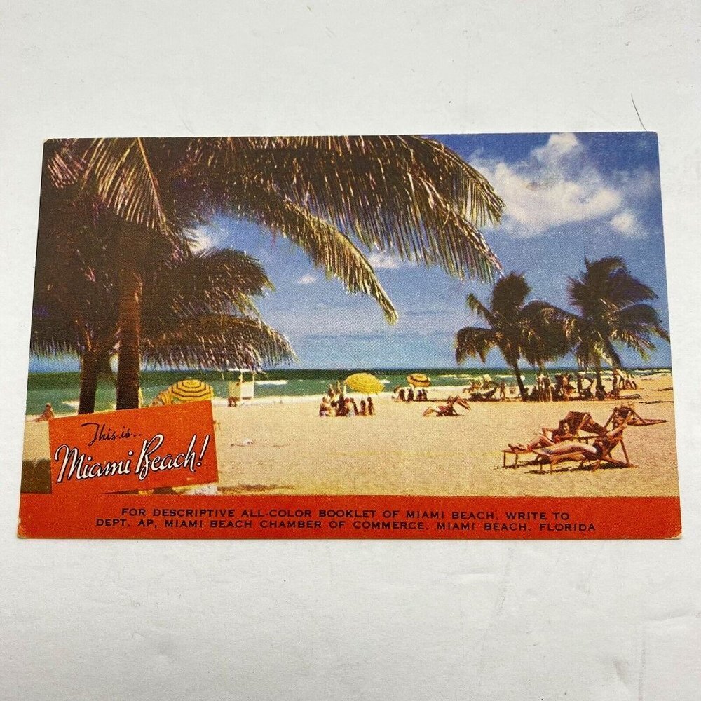 Vintage This Is Miami Beach FL Postcard Tourist Chamber Of Commerce Promotional